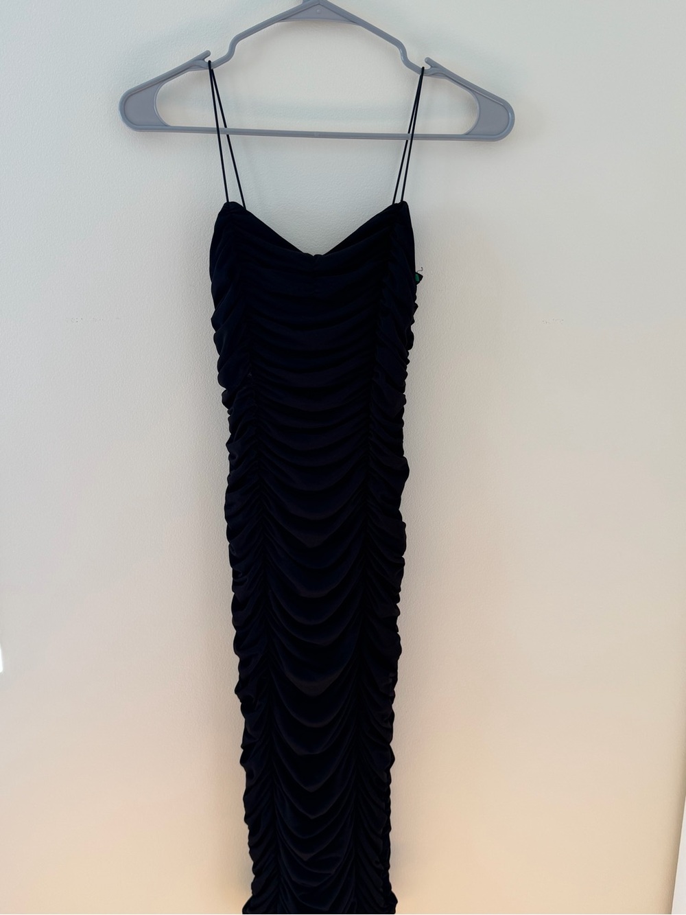 Fashion Nova Black Ruched Spaghetti-Strap Maxi